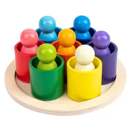 12 sztuk Rainbow Set Montessori Zabawki Przyjaciele Peg Dolls Drewniane Zabawki Udawaj Ludzie Figurki Environmental Safety Paint Kids Prezent