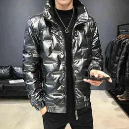 White Duck Down Jacket 2021 New Men's Winter Trend Short Style Light And Warm Korean Version Leisure Bright Face Slim Fit G1108