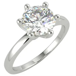 1.01 CT Redondo Corte Si1 / E Solitaire Lad Diamond Anel de noivado 14K Branco banhado a ouro