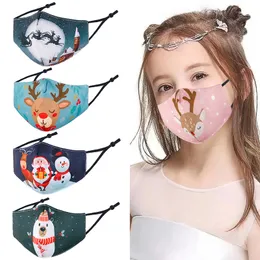 Children Christmas cartoon printed three-dimensional cotton mask three-layer washable cute breathable masks