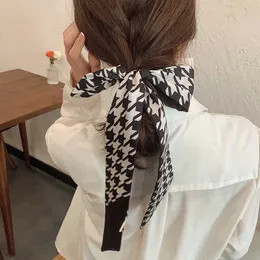 French thousand bird pattern printed silk scarf women's hair ribbon Women's scarf