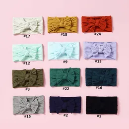 2021 Newborn Kids Kabelstickad Nylon Baby Turban Pannband, Knuten hår Bow Head Wraps,Barn Flickor Huvudbonad Huvudbonad