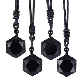 Pendant Necklaces Black Obsidian Stars Lucky Amulet Love Natural Energy Stone Necklace For Women Men Crystal Pendulum Jewelry