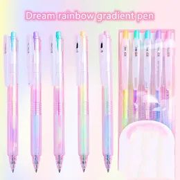 Gelpennor 5st Gradient Color Pen Set 0,5 mm Rainbow Marker Art Hook Line Student School Office Stationery Supplies