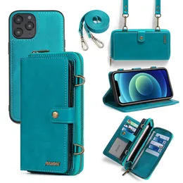 Megshi Avtagbara plånboksfall Ryggsäck Starkt adsorptionsläder Telefonväska till iPhone 11 12 Pro Max Samsung Galaxy S9 S10 S21 Huawei P20 P30 P40 MATE20 MATE30