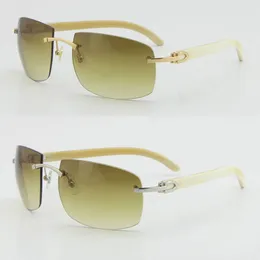 Sonnenbrille Großhandel Größer 4189705 Randlos Schwarz Original Echtes Natürliches Büffelhorn Sonnenbrille UV400 Objektiv Männliche und weibliche Mode Brillenbox