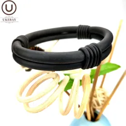 Uk Designer Handmade Bracelets for Women 2020 New Charm Bracelet Bind Fashion Accessories Wholesale Black Rubber Jewelry Q0719