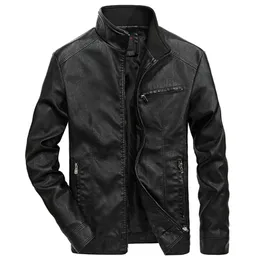 Mode PU Läderjacka Män Casual Moto Biker Stand Collar Fleece Leather Coats Gradient Färg Vinter Leather Jacket Mens 211111