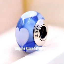 5 sztuk S925 Sterling Silver Gwinted Śruba Blue Biedronka Murano Szklane Koraliki Fit Pandora Urok Biżuteria Bransoletki Naszyjniki