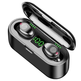 F9 TWS Беспроводные наушники Bluetooth V5.0 Earbuds Наушники Светодиодный дисплей Power Bank Батарея Гарнитура Микрофон с коробкой
