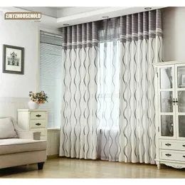 Gardiner för vardagsrum Matsal Bedroom Classic Svartvitt Stripe Flat Environmental Protection Printing Curtain 211203