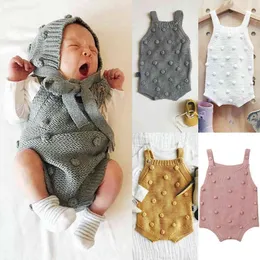 Pudcoco Pagliaccetto senza maniche lavorato a maglia Neonati Baby Boy Girl Gilet Tutina Tuta Abiti invernali Tuta Puntini Abiti G1221