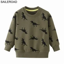 SAILEROAD Dinosaur Print Children T Shirts 7 Years Kids Sweatshirts for Baby Boys Clothes School Garment Fashion 211110