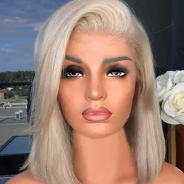 Synthetic Wigs Gray Short Bob Silky Straight 13*4 Lace Front For Women Cosplay Wig High Temperature FiberAfrican American Hair