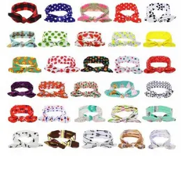 Baby Headbands Floral Cotton Headwear Girls Kids Turban Twist Knot Bunny Ear Print Dot Grid Bands Children Hair Accessories