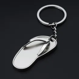 Nyckelringar 3D Slipper Metal Keychain Summer Beach Flip Flops Bag Pendant Boy Women Män flickvänner utsökta nyckelkedjetillbehör gåva