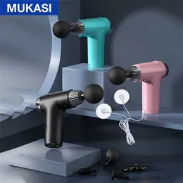 MUKASI Pulse Massage Gun Display LCD Massaggiatore elettrico Rilassamento muscolare profondo per il corpo Collo Spalla Indietro Fitness Sollievo dal dolore 211229