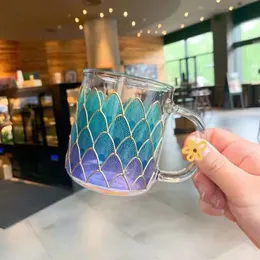 300ML to 499ML Starbucks Marine Fish Scale Mugs High Borosilicate Heat-Resistant Glass Coffee Drink Cup