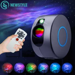 Laser Galaxy Starry Sky Projector Rotating Water Waving Night Light Led Colorful Nebula Cloud Lamp Atmospher Bedroom Beside Lamp H0922