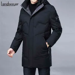 최고급 겨울 브랜드 캐주얼 패션 긴 파카 90 % 하얀 오리 아래로 코트 남자 윈드 망 옷 210910 함께 윈드 브레이커 재킷