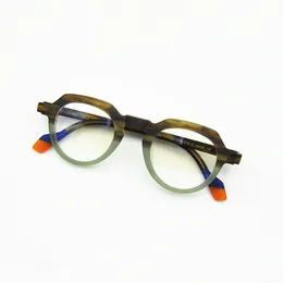Mäns Optisk ram Märke Designer Män Kvinnor Mode Oregelbundna Polygon Glasögon Ramar Tappning Små Myopi Glasögon Handgjorda Glasögon med Box