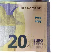 Prop euro 20 zaopatrzenie na imprezę Fałszywe pieniądze film Killety Zagraj w kolekcję i prezenty domowe dekoracja token faux billet euro 369067616T6K