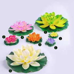 Multicolor Lotus Artificial Grass Aquarium Fish Tank Aquatic Simulation Plant Ornament Dekoration 8 st Y0728