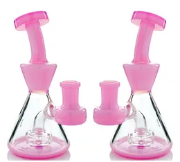 Vintage 6.5inch Rosa Balboa Mini Rig Glass Bong Bongo Fumar tubos Oil Burner com tigela ou banger pode colocar o logotipo do cliente