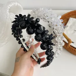 Crystal Bead Flower Bezel Hairband Women Clip Hair Accessories Girls Headband Opaska Do Wlosow Bandeau Femme Diademas