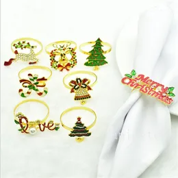 Xmas Deer Reindeer Servett Ringar Juldekorationer Rhinestones servetter Ring Xmas-Party Hem Kök Matsal Bord Tillbehör Havsskicka T9i001505