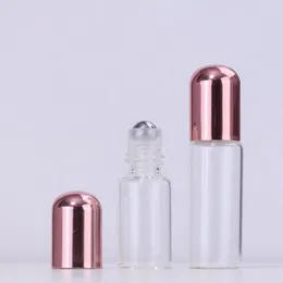 1-5 ml Essential Oil Butelki kulkowe Clear Perfumy Ciecze olejeniowe Roll na butelkach z metalowym wałkiem