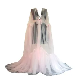 Ladies Tulle Robe Sexy See-Through Gowns Fluffy Photography Bridal Robes Marabou/Charmeuse Dressing Gown Party Gifts Bridesmaid Dress