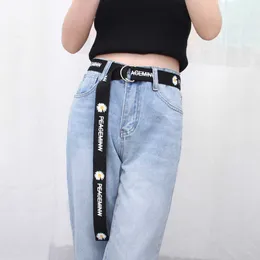 Płótno Płótno Kobiety Paski Letnie Dla Lady Street Hip Hop Jeans Bondage Paski Print Wiązany Nie Trace Pas Dla Studenta Klejnoty G1026