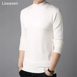 Liseaven Men Kaszmirowy Swetry Pełna Rękaw Pull Homme Solid Color Sweter Sweter Męskie Topy 210918