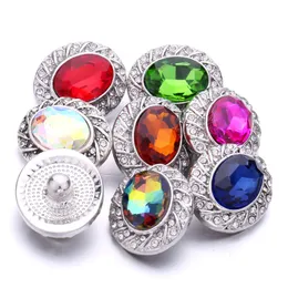 Radiant Rhinestone Oval 18mm Snap Button Clasp Gorgeous Zircon Silver Färg Alloy Metal Lover Charms för Snaps Smycken Findings Leverantörer