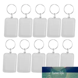 10st DIY Split Ring Nyckelring Rektangel Transparent Blank Akrylinsats Foto Bildram KeyRing Keychain Gift