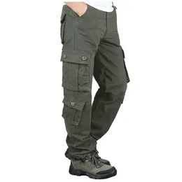 Herrbyxor Höst Vinter Baggy med fickor Casual Zipper Solid Color Cargo Sportkläder Trousers Pantalon