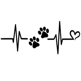 Decorazione per auto Battito cardiaco Liveline Love Dog Paw Pet Theme Window Glass Car Sticker Decal 18 * 5cm