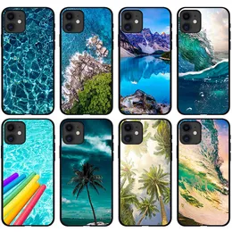 Sea World Telefonfodral Creative Scenery Blue Case Water Wave Designer Cover för iPhone Apple 7 8Plus XR X Max 11 12 13 14 Pro