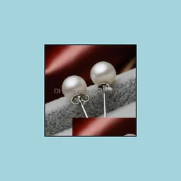 Biżuteria 925 Sterling Sier Kolczyki 8 mm Pearl Stud Kolejki Pins Ear For Lady Women Designer Luksusowy prezent biżuterii Hurtowa dostawa 2021 6