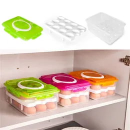 24 Grid Egg Box Food Container Organizer Convenient Storage Boxes Double Layer Durable Multifunctional Crisper Kitchen Products 210922