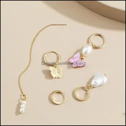 Orecchini di fascino Gioielli Retro Perla d'imitazione Nappa Farfalla Charms Catena in lega acrilica Perline Fibbia per l'orecchio Regalo per le donne Animale Ciondola Se