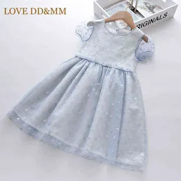 Miłość DDMM Girls Dress New Lato Cekinowe Kostiumy Party Księżniczka Stroje Kids Wedding Vestidos Baby Sweet Garnitury Sukienka Mesh G1129