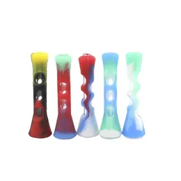 Partihandel Prometheus Rökning One Hitter Pipe Bat Straight Trumpet Form Nano Pyrex Glass Tobacco Silikonvattenrör