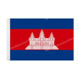 Kambodja Flaggor National Polyester Banner Flying 90 * 150cm 3 * 5ft flagga Över hela världen utomhus kan du skräddarsy