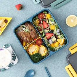 Ins Style Eco-friendly Material Lunch Box BPA Free Bento Box Microwave Fruit Salad Container with Cutlery 210925