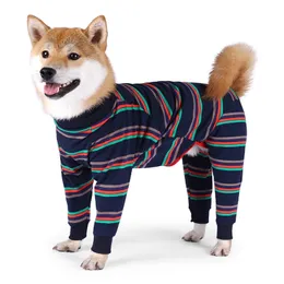 4本足の大きな犬のパジャマの弾力性のペットジャンプスーツ冬の暖かい犬の服のための中犬の服ラブラドールコスチュームドーマンコート211106