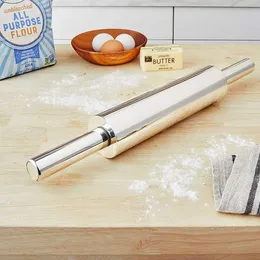 1 шт. Нержавеющая сталь Помадка Rolling Pin Non-Stick Пицца Лапша Печенье Торт Роликовый Кухонный Ролик Легко прокатки Тесто 211008