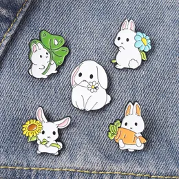 Kawaii Kaninchen Tier Cartoon Emaille Broschen Pin für Frauen Mode Kleid Mantel Hemd Demin Metall Lustige Brosche Pins Abzeichen Werbegeschenk