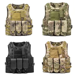 Airsoft Tactical Vest Molle Combat Assault Skyddskläder Platsbärare Tactical Vest 7 Färger CS Outdoor Clothing Hunting Vest 205 x2